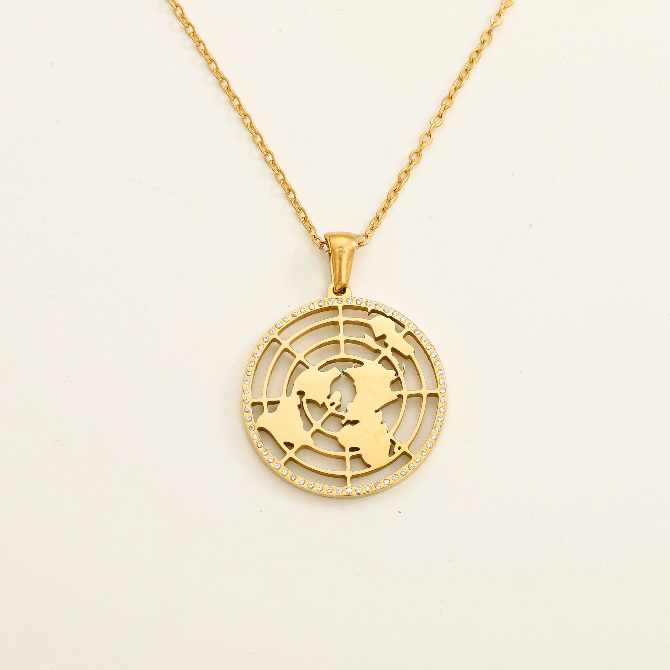 BIBLICAL FLAT EARTH 18K GOLD NECKLACE