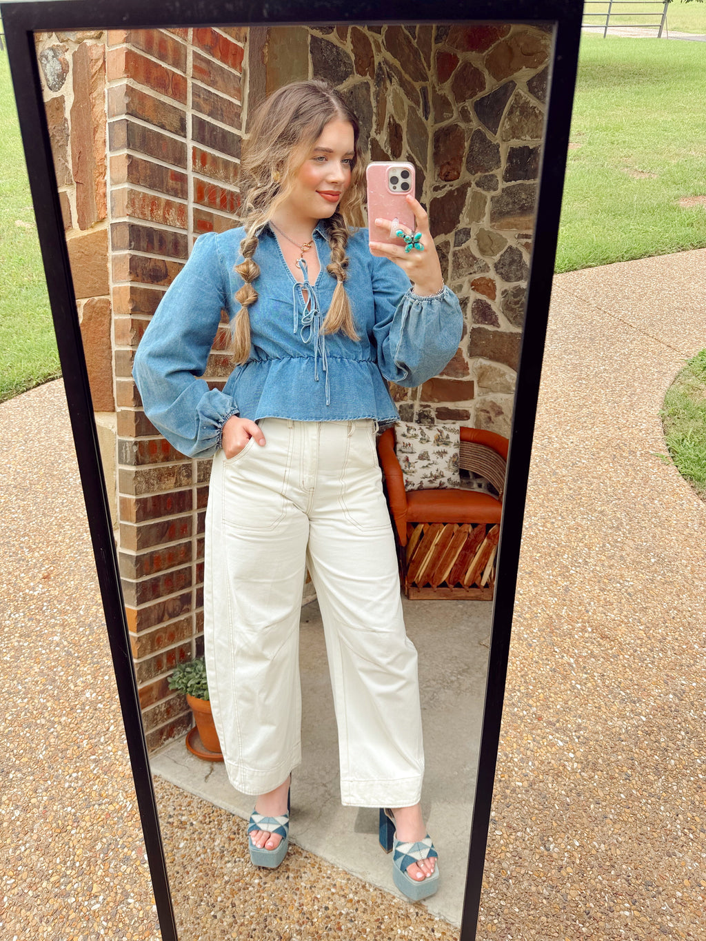 The Georgia Denim Pant Set-Extra Small