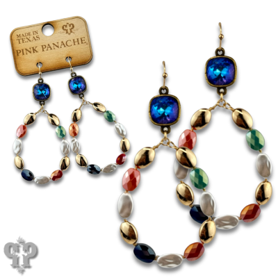 Oval bead teardrop earring with crystals from Swarovski®