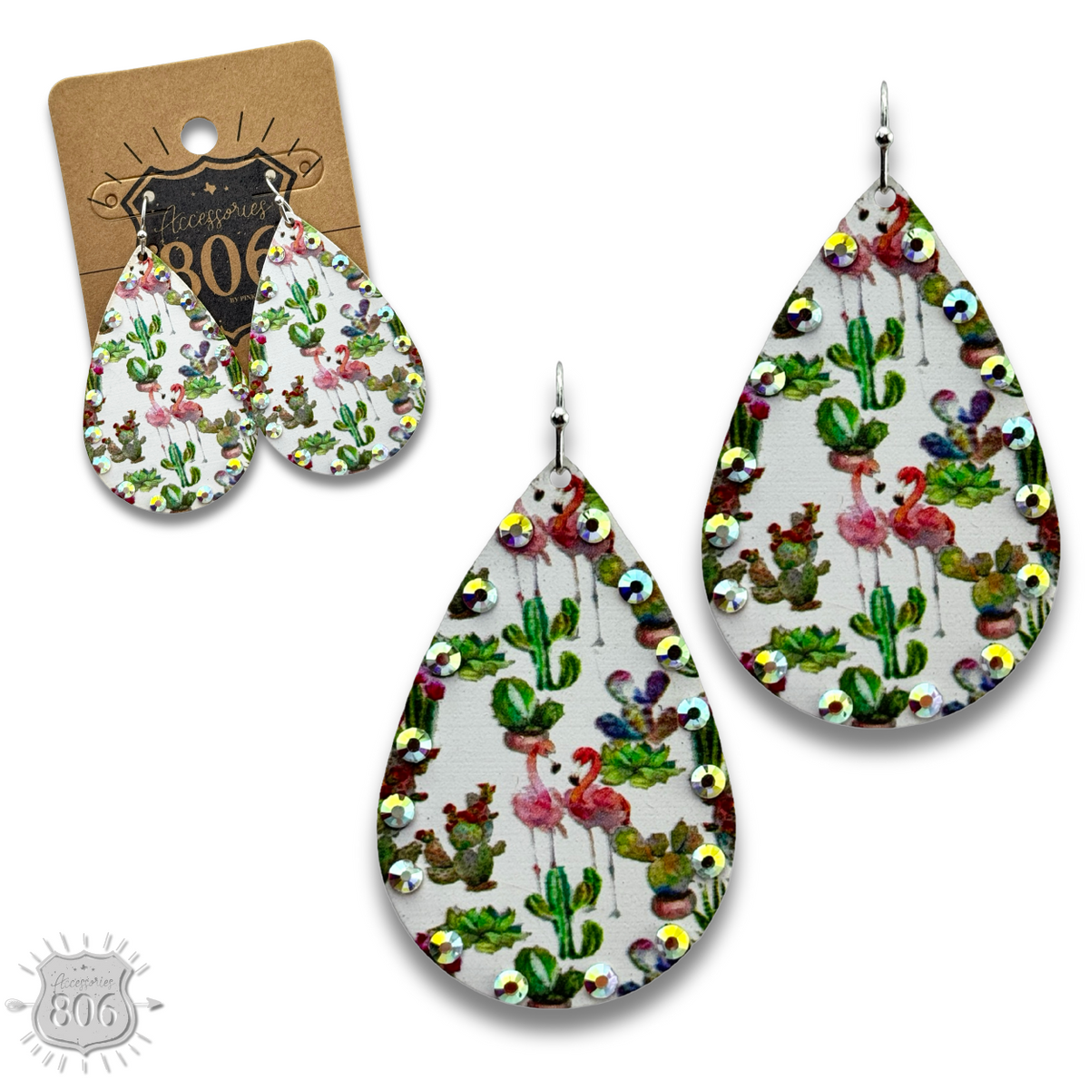 Rhinestone rim metal teardrop earring, last call