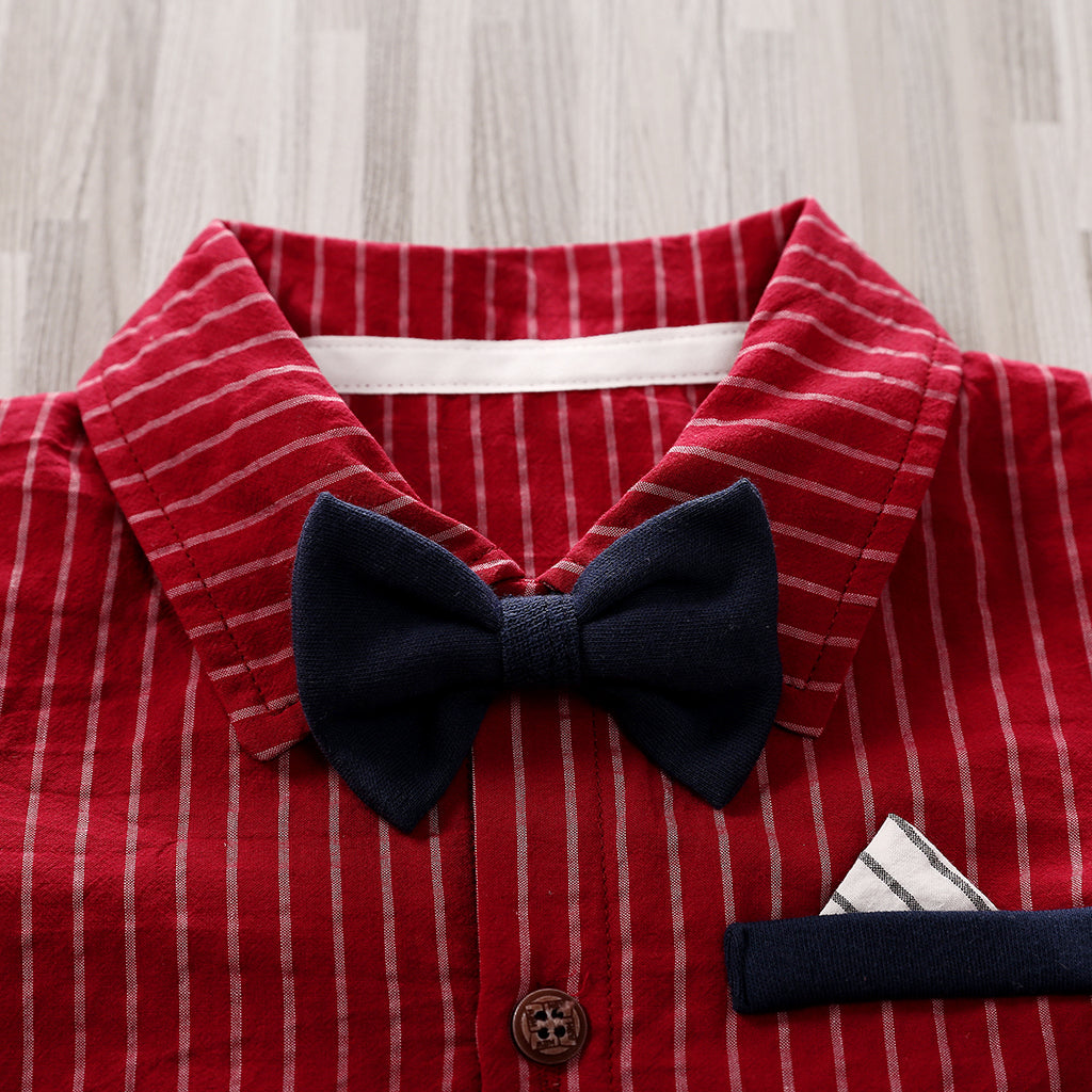 Baby Boy Striped Jumpsuit with Bow Tie