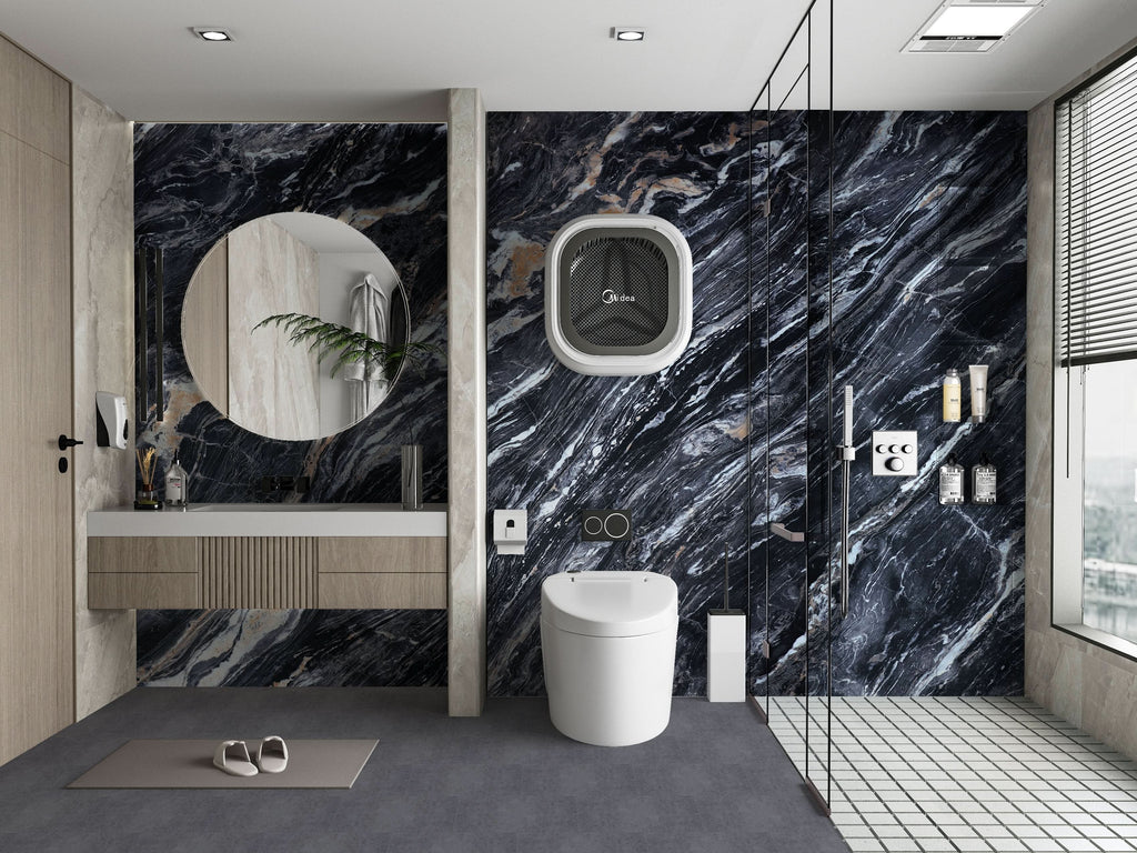 3D Doral Night Marble UV Protected PVC Wall Panel - 4x8 ft, Fireproof & Waterproof, (32 sq. ft)