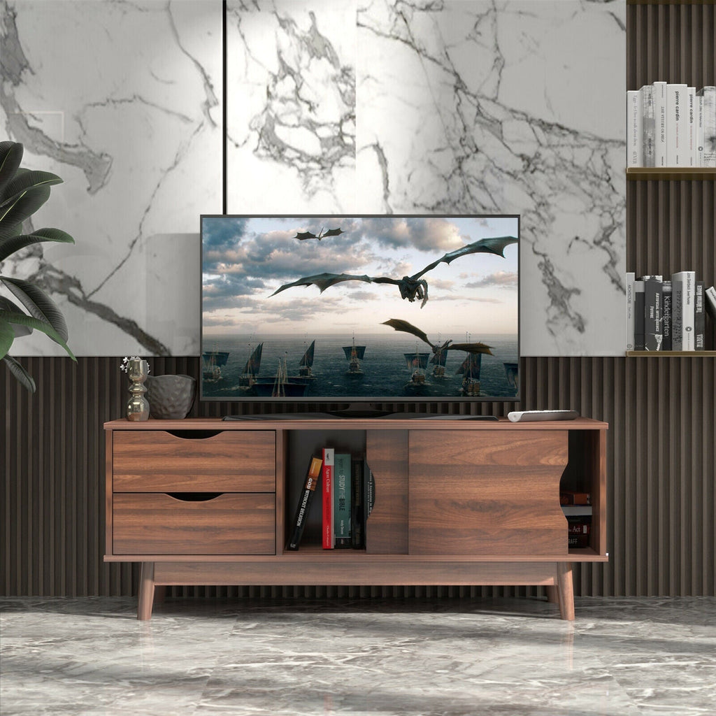 TV Stand for TV up to 60 Inch Media Console Table Storage with Doors