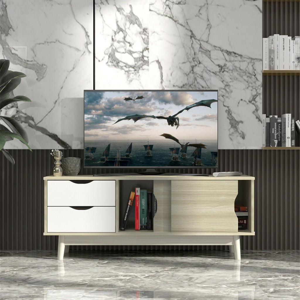 TV Stand for TV up to 60 Inch Media Console Table Storage with Doors