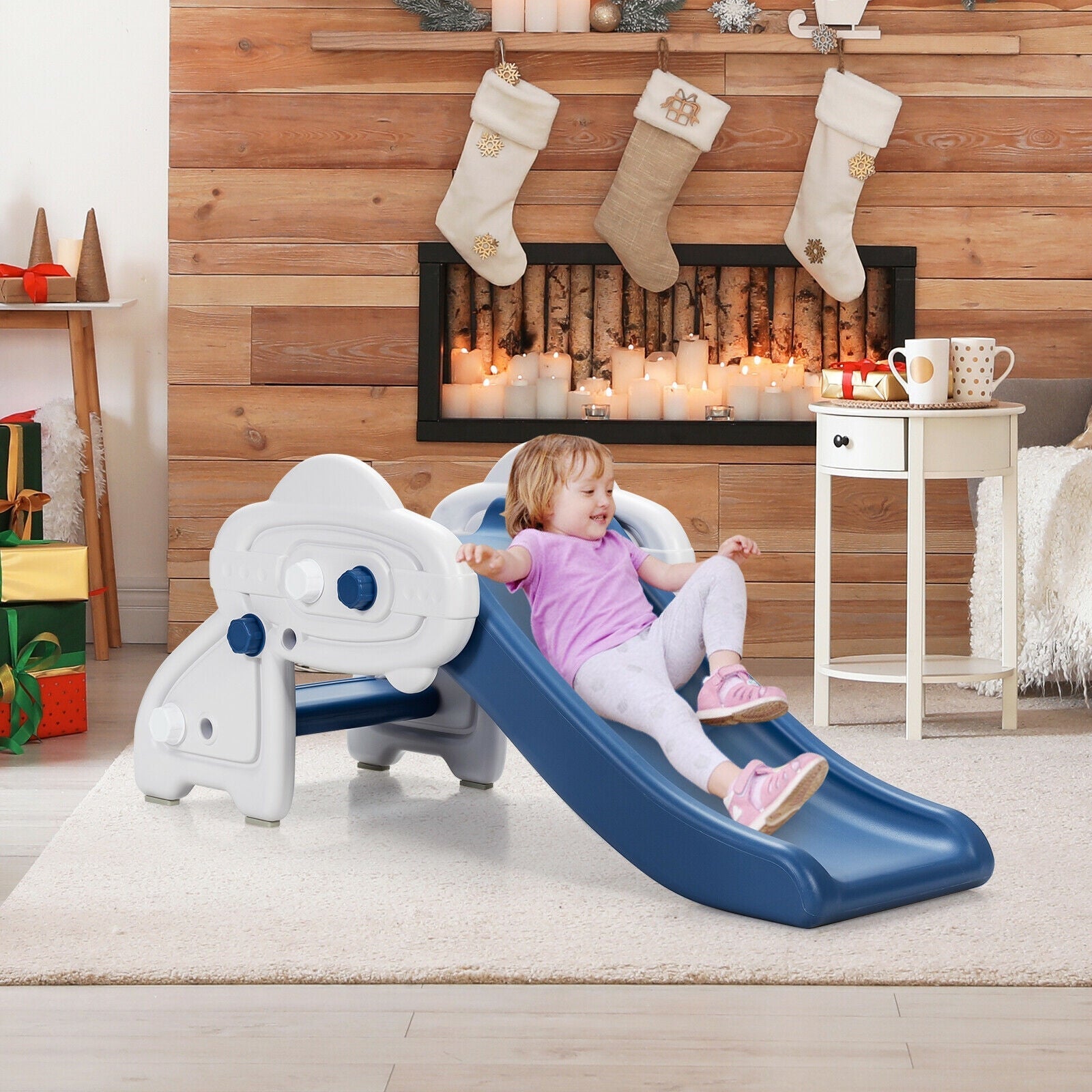 Freestanding Baby Mini Play Climber Slide Set with HDPE anf Anti-Slip Foot Pads