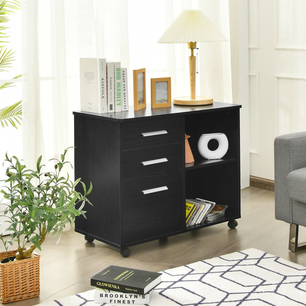 3-Drawer Mobile Lateral File Cabinet Printer Stand