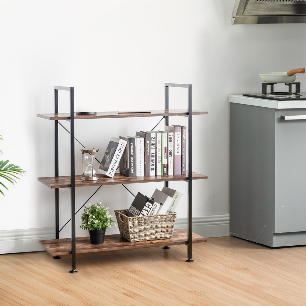3/5 Tiers Industrial Bookcase with Metal Frame for Home Office-3