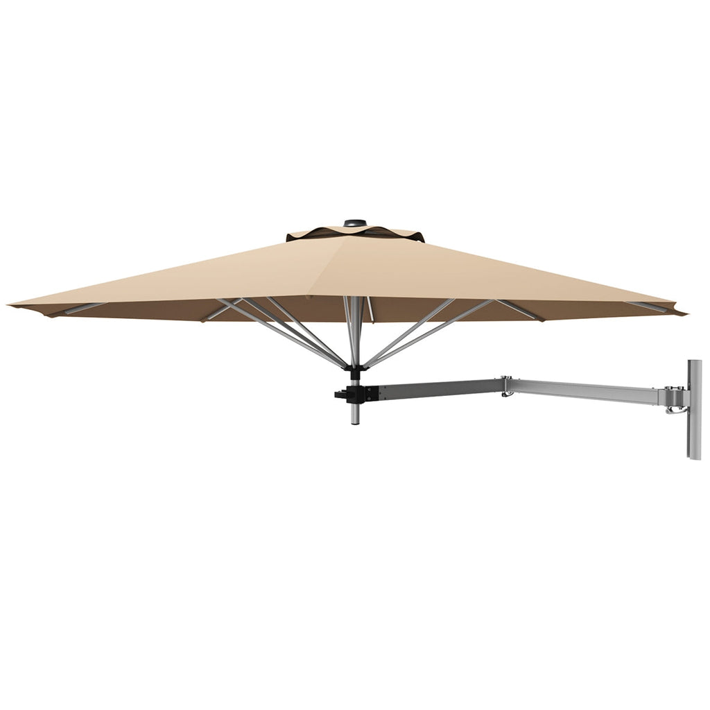 8ft Wall-Mounted Telescopic Folding Tilt Sun Shade Umbrella