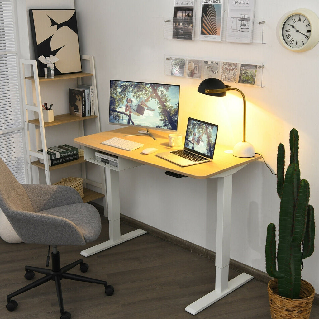 48-Inch Electric Standing Adjustable Desk with Control Panel and USB Port-Natural