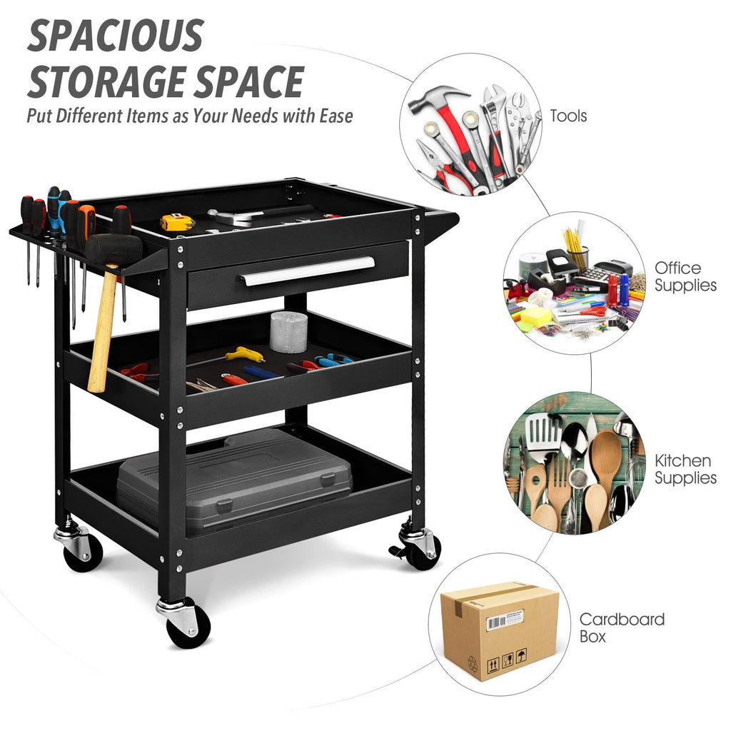 Rolling Tool Cart Mechanic Cabinet Storage ToolBox Organizer with Drawer