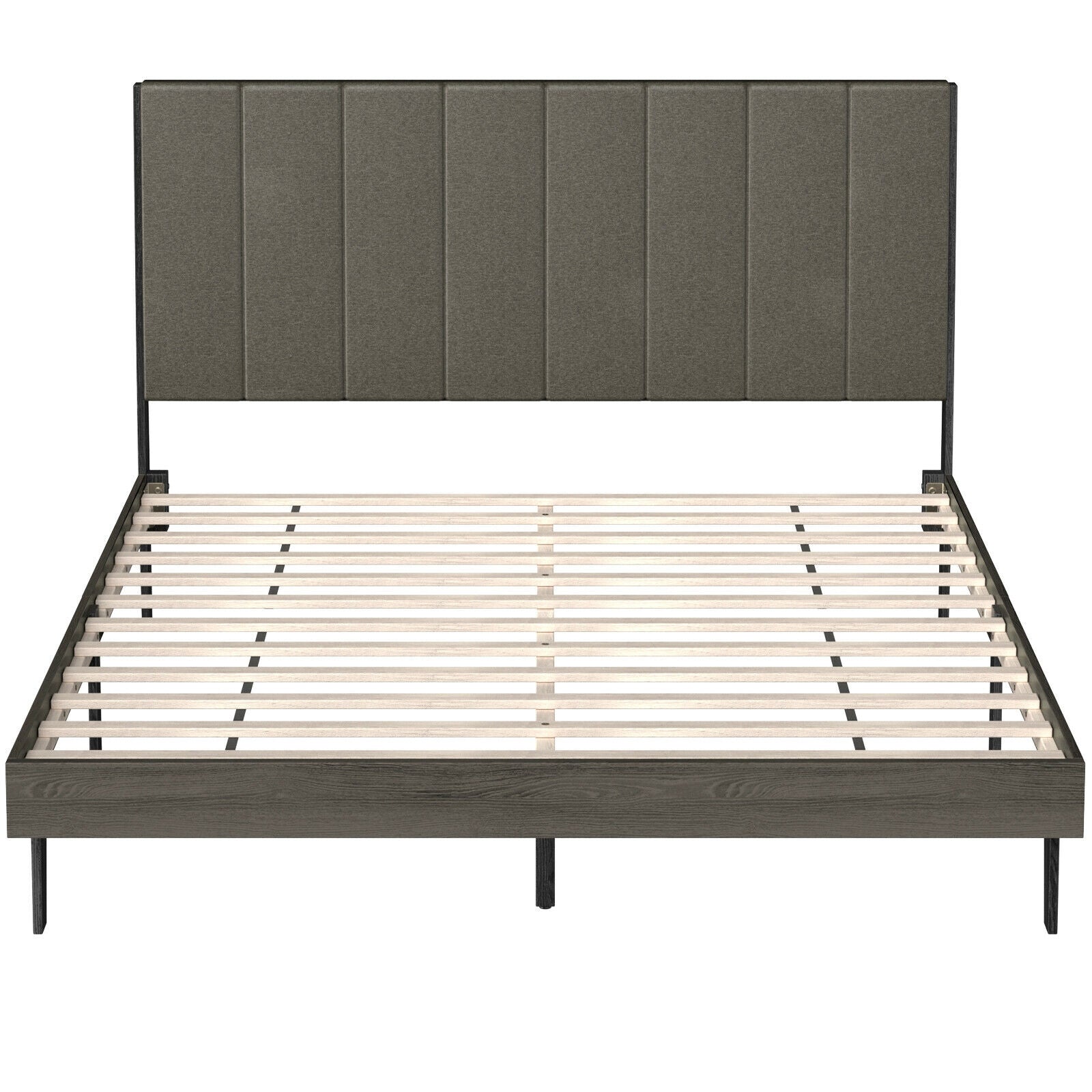 Queen Size Upholstered Bed Frame with Tufted Headboard