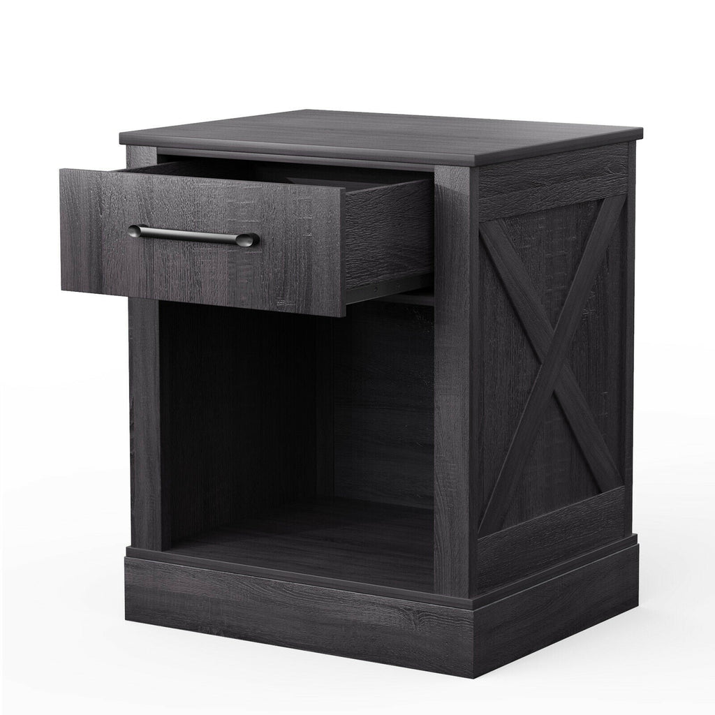 Compact Nightstand with Drawer and Shelf