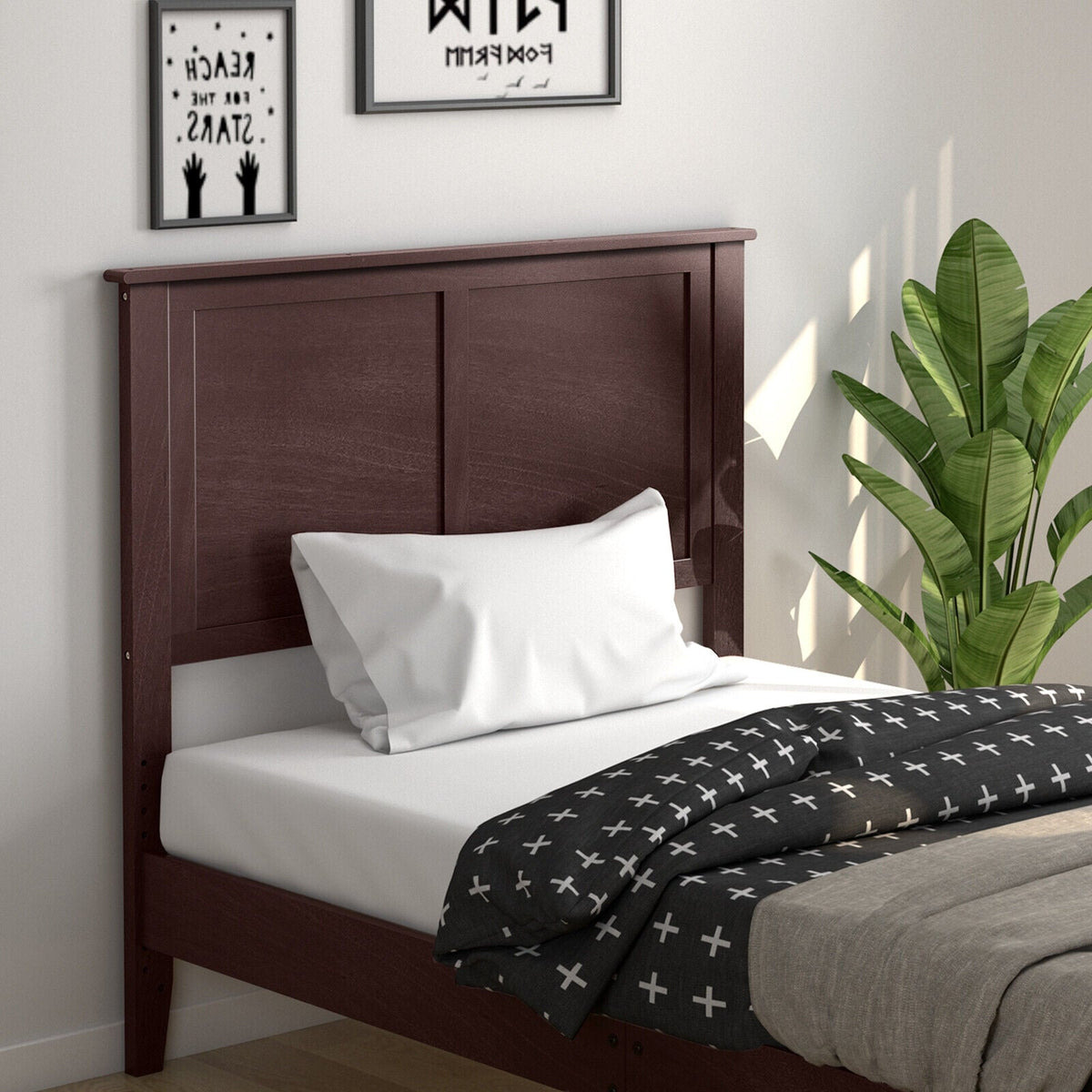 Solid Wood Flat Panel Headboard for Twin-size Bed
