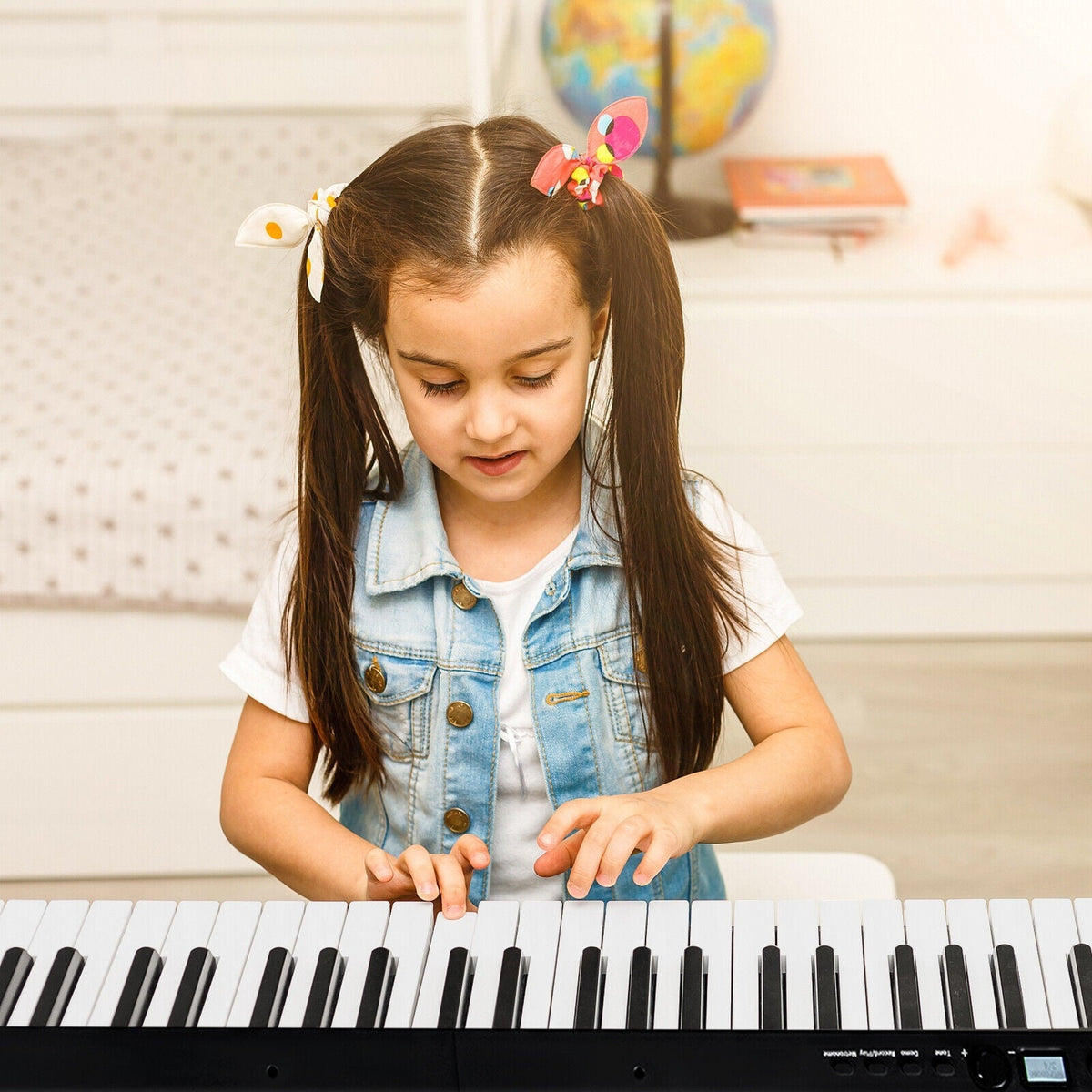 88-Key Folding Electric Lighted Piano Full-Size Portable Keyboard MIDI