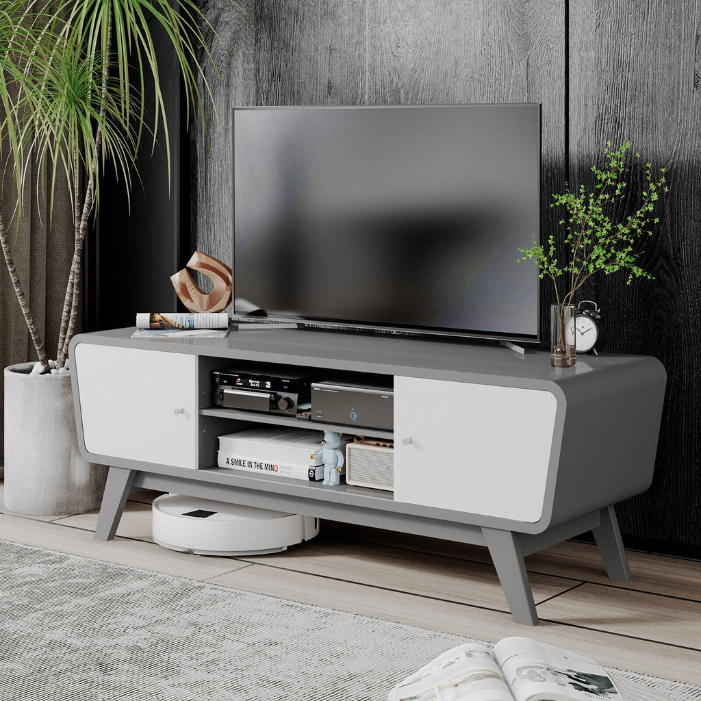 Sliding Door TV Stand with Adjustable Shelf for TVs up to 55 Inch