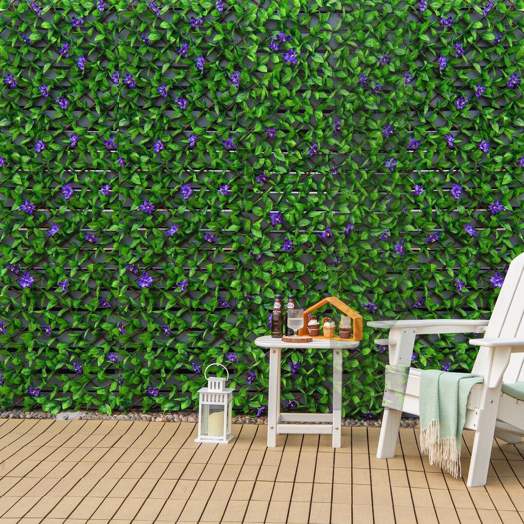 4 Pieces Expandable Faux Ivy Privacy Screen Fence Panel Pack with Flower