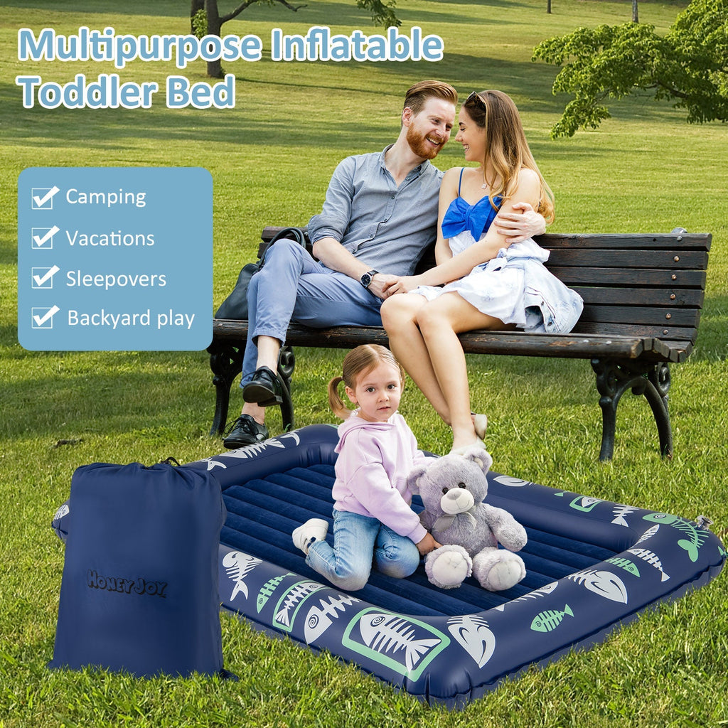 Inflatable Toddler Travel Bed with Electric Pump and Raised Bed Rails