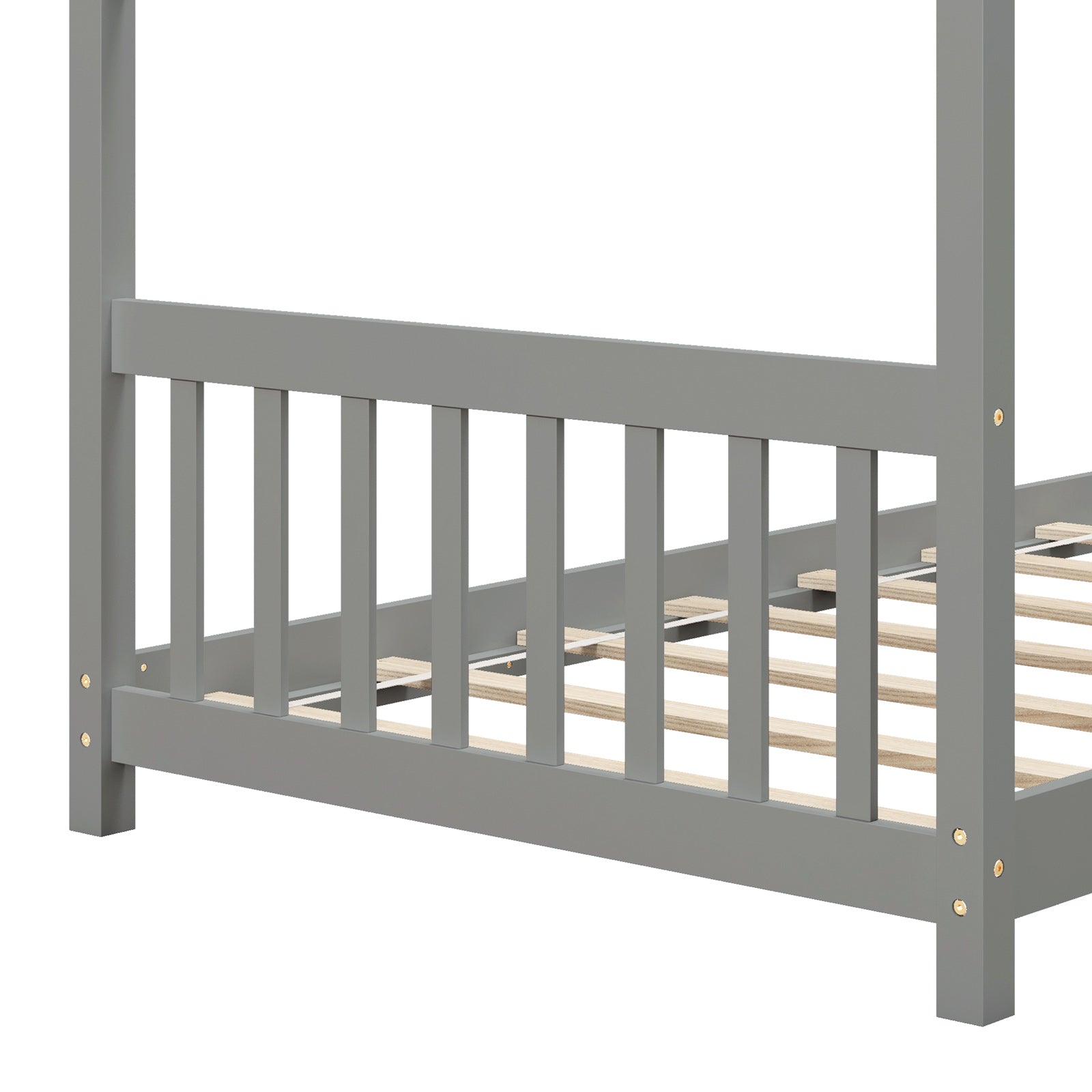 Twin Size Wooden House Bed with Roof