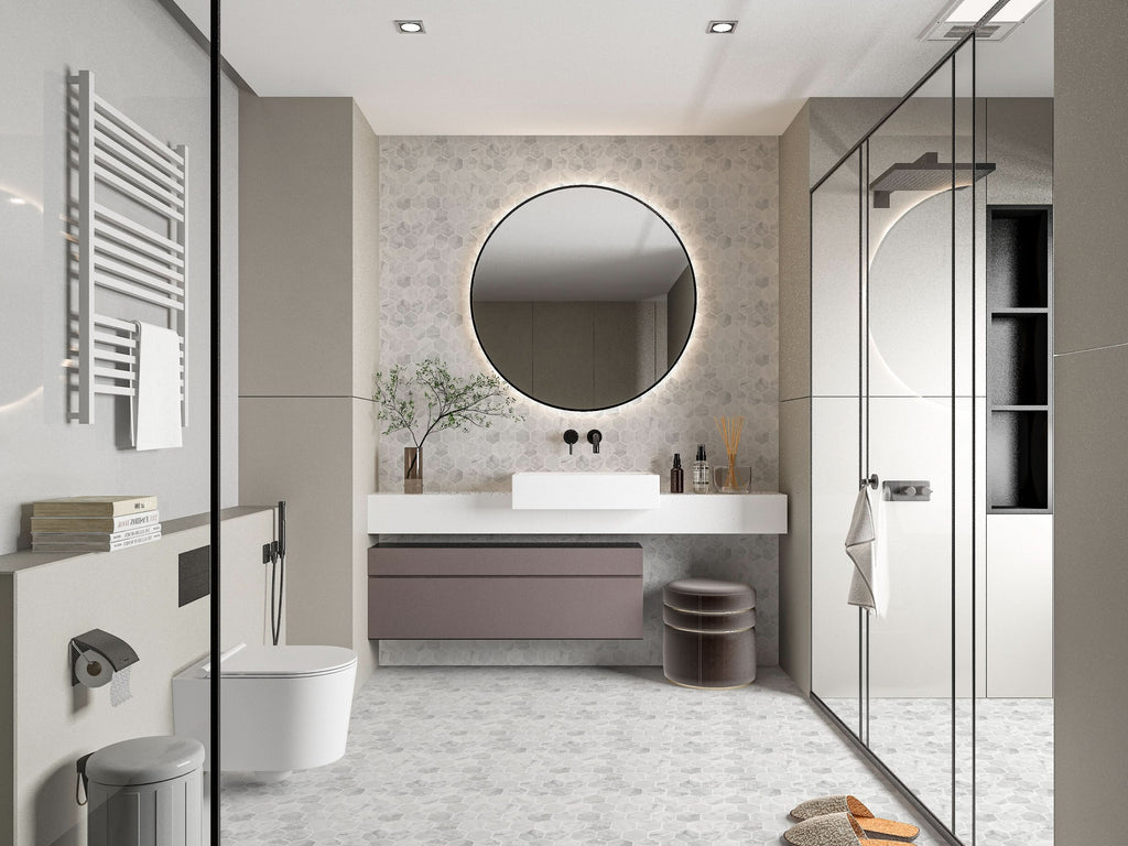 Calacatta White Hexagon Polished Marble Mosaic Tile – 12" x 12"