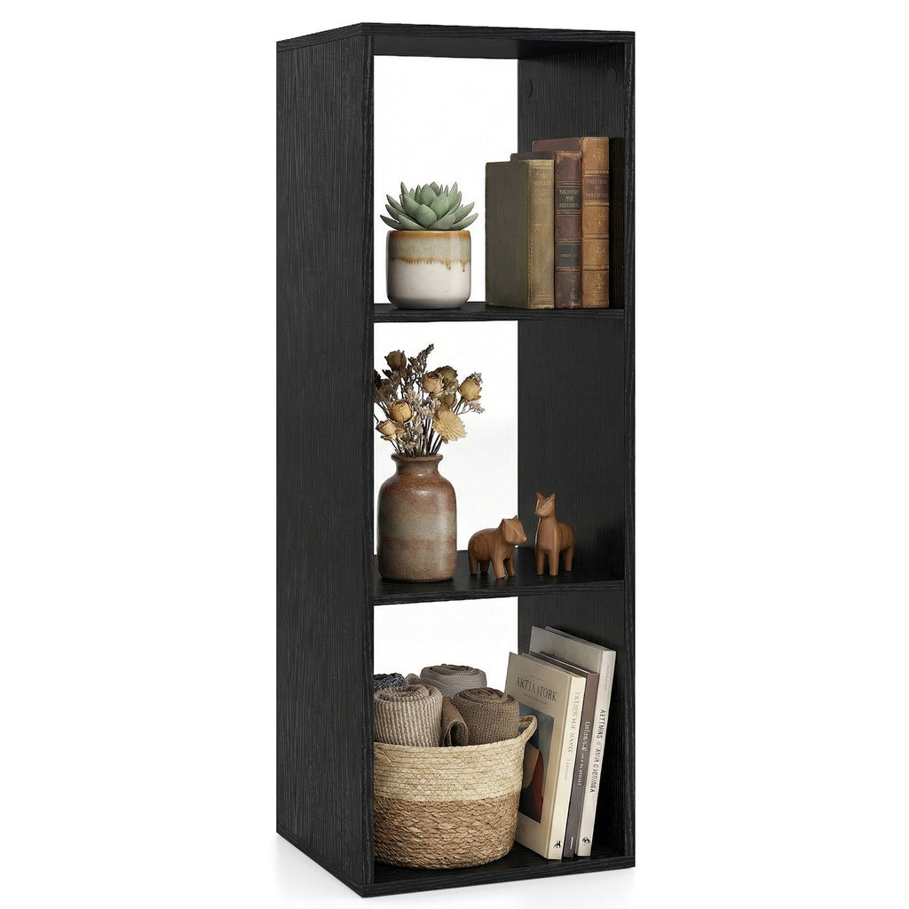 3 Cube Bookshelf with Back Guardrail for Living Room Bedroom