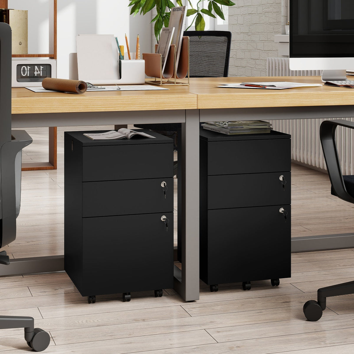 3 Drawer Filing Cabinet Locking Pedestal Desk