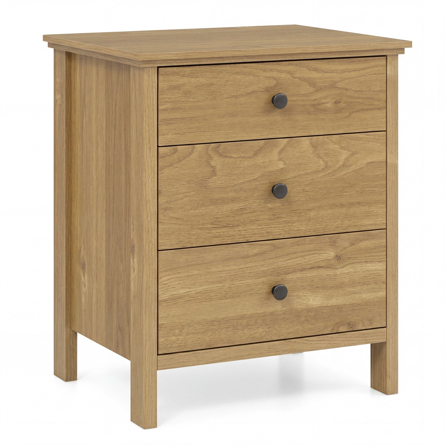 3-Drawer Wooden Nightstand with Metal Slides