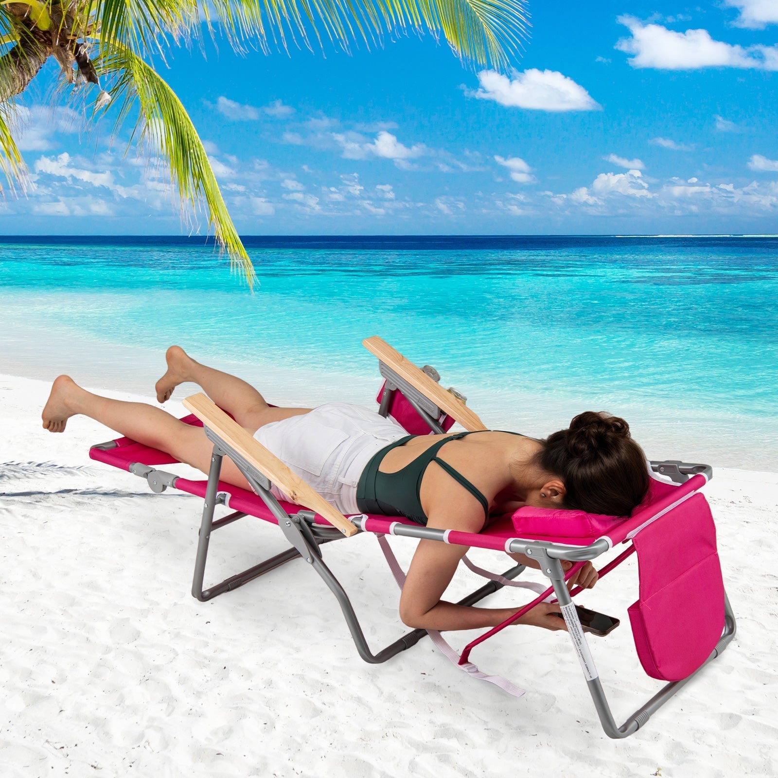 3-IN-1 Foldable Beach Chair with Footrest and Adjustable Backrest