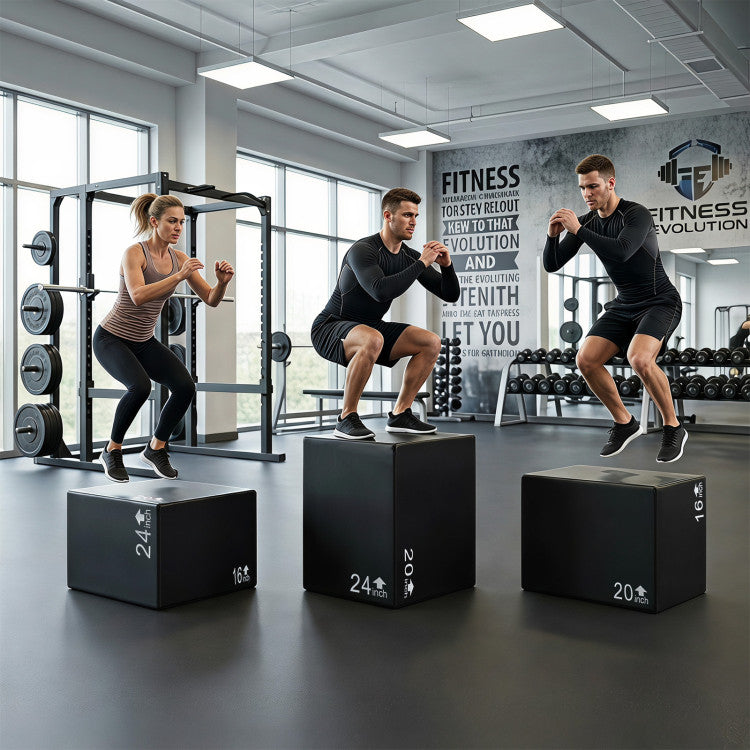 Foam Plyometric Box 3-in-1 with Non-Slip Surface