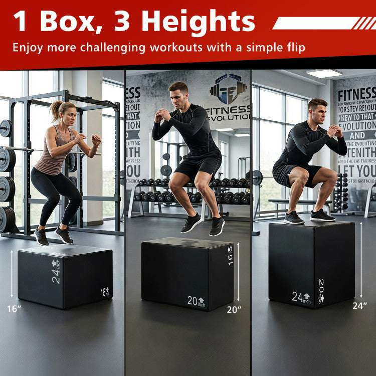 Foam Plyometric Box 3-in-1 with Non-Slip Surface
