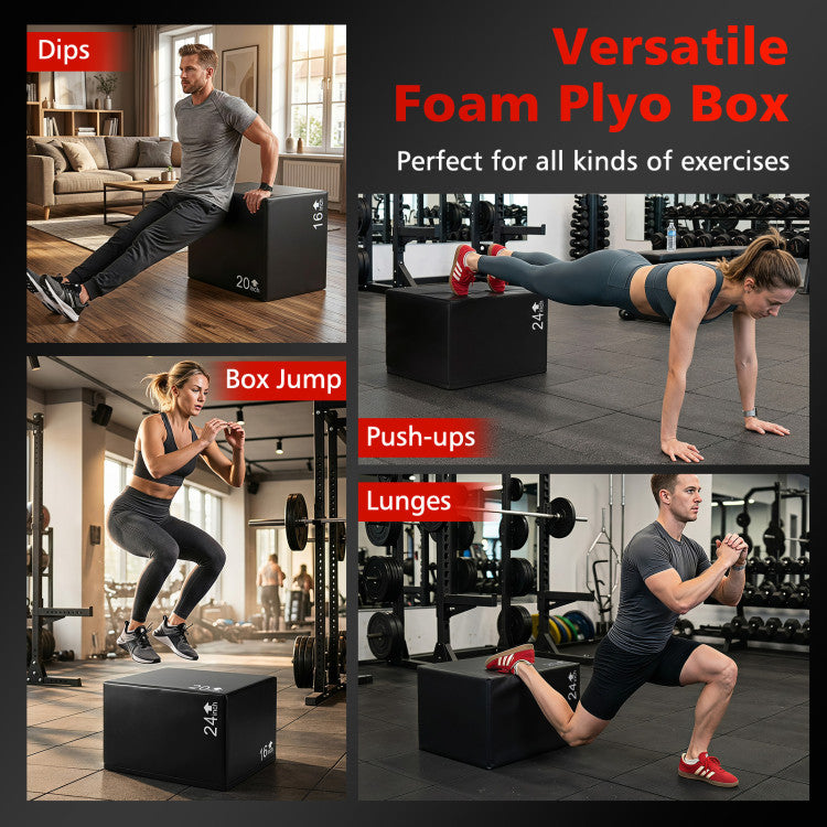Foam Plyometric Box 3-in-1 with Non-Slip Surface