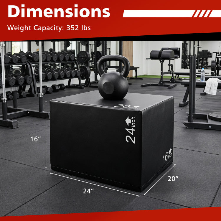 Foam Plyometric Box 3-in-1 with Non-Slip Surface