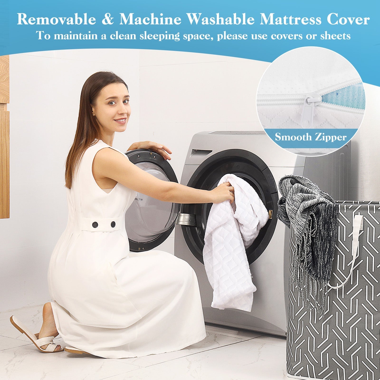 3 Inch Gel-Infused Memory Foam Mattress Topper with Removable Cover