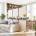 3-Panel Room Divider with Shelves 6 FT Tall Folding Privacy Screen with Lockable Wheels