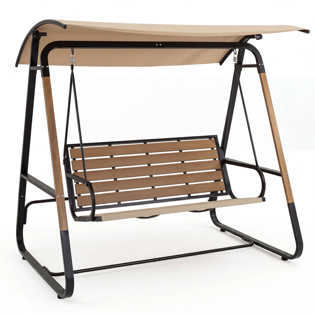 3-Person Porch Swing with Adjustable Canopy