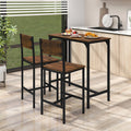 3 Piece Bar Table Set with Backrest and Footrest for Small Space