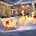 3-Piece Christmas Lighted Reindeer and Sleigh Set for Lawn & Garden