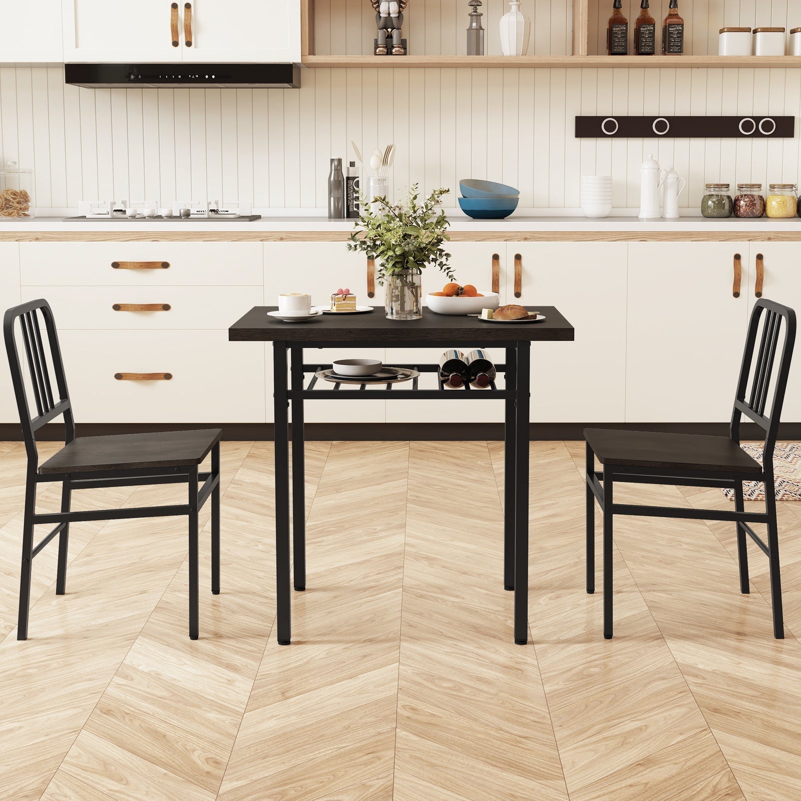 3-Piece Dining Table Set with Rectangular Kitchen Table and 2 Chairs