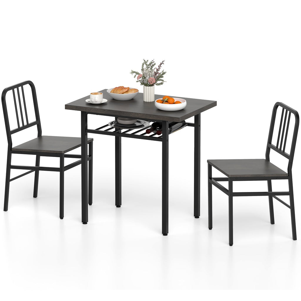 3-Piece Dining Table Set with Rectangular Kitchen Table and 2 Chairs