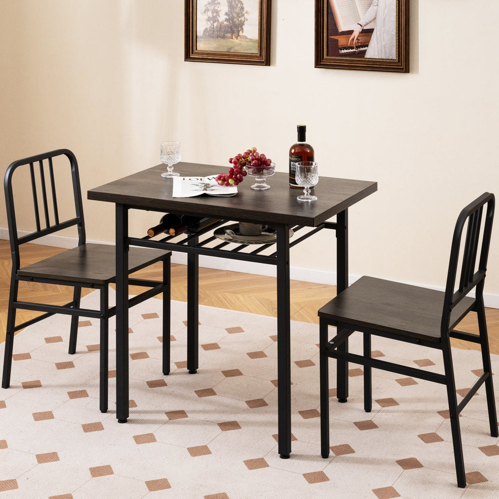 3-Piece Dining Table Set with Rectangular Kitchen Table and 2 Chairs