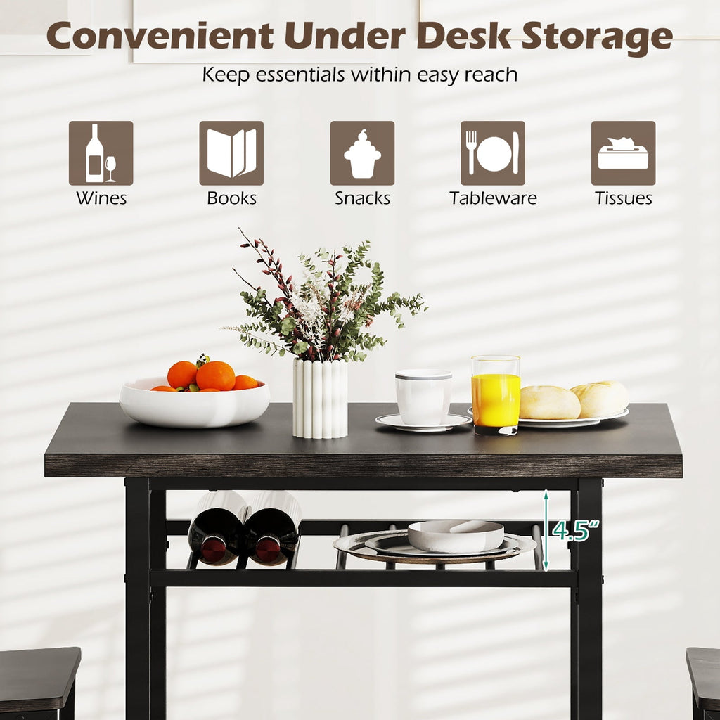 3-Piece Dining Table Set with Rectangular Kitchen Table and 2 Chairs