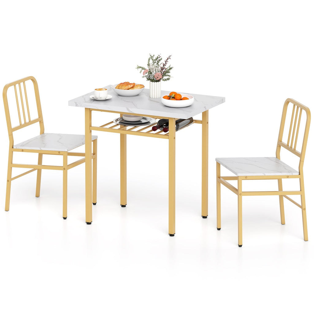 3-Piece Dining Table Set with Rectangular Kitchen Table and 2 Chairs