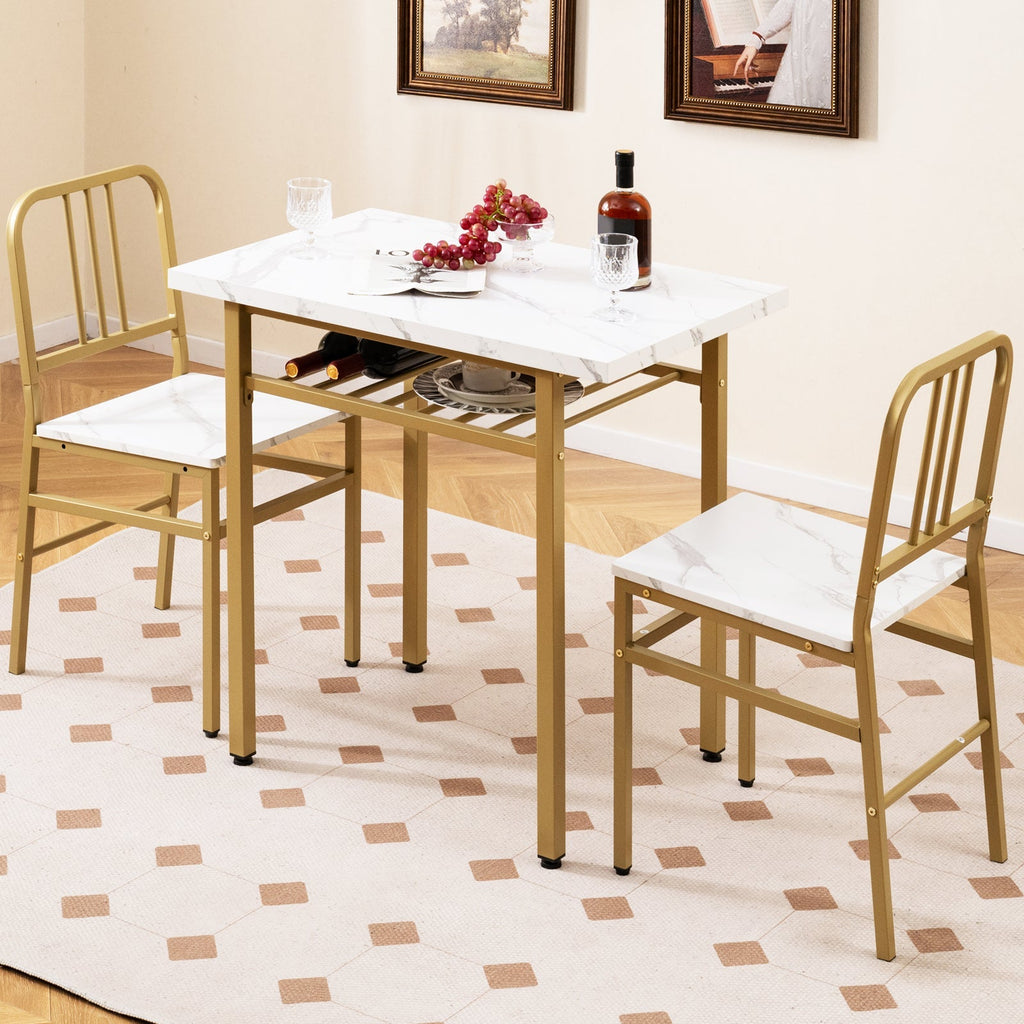 3-Piece Dining Table Set with Rectangular Kitchen Table and 2 Chairs