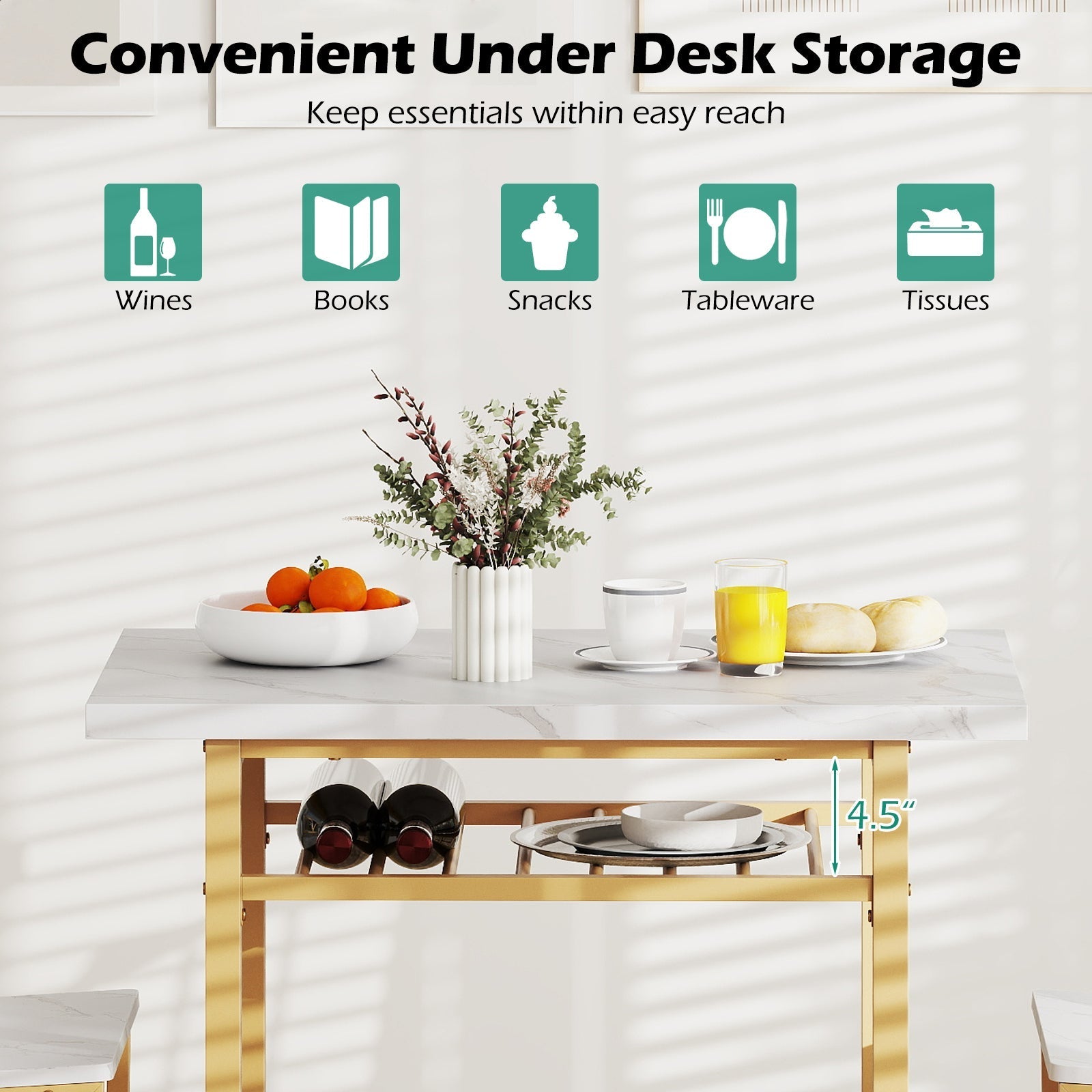 3-Piece Dining Table Set with Rectangular Kitchen Table and 2 Chairs