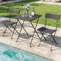 3-Piece Folding Bistro Set with PE Wicker and Metal Frame