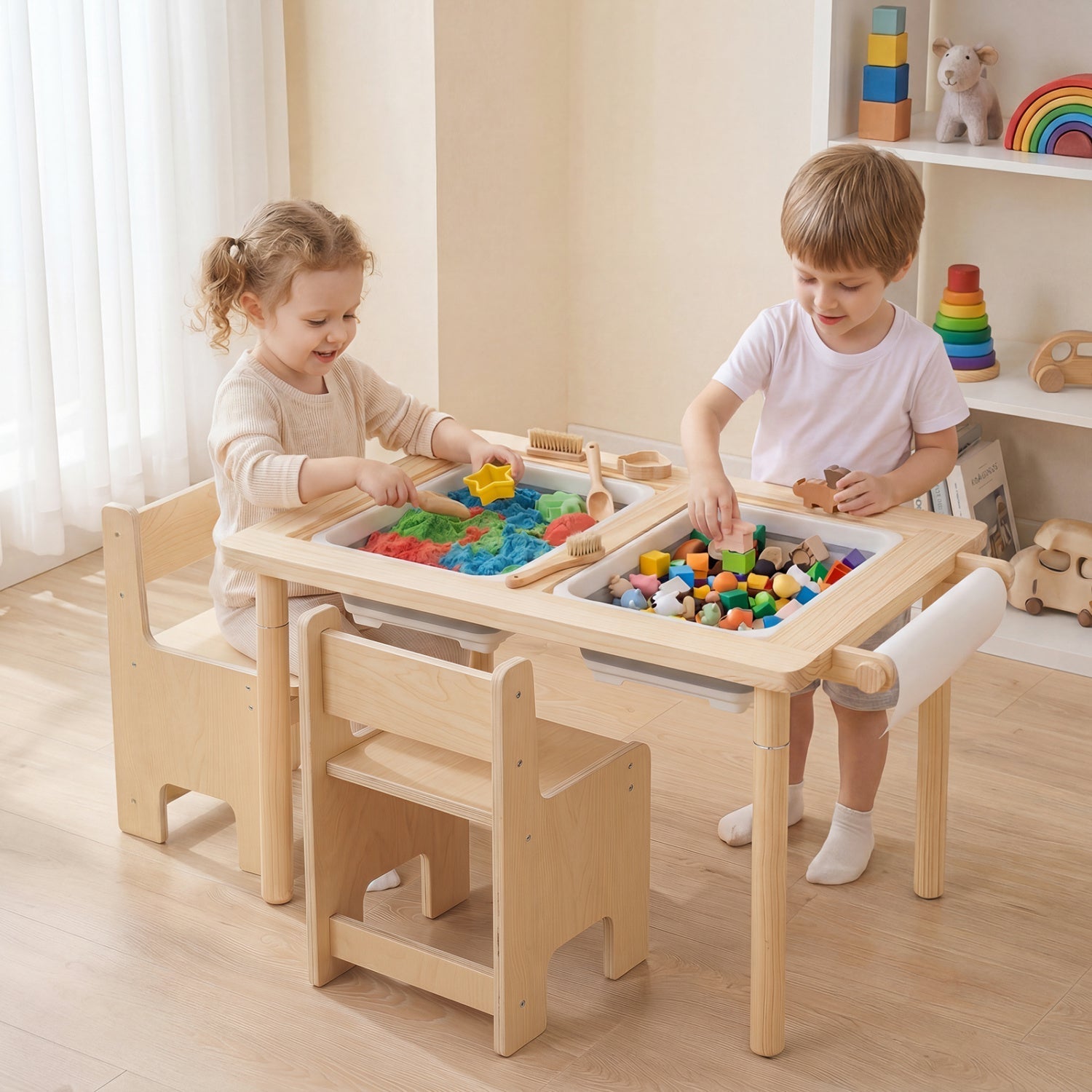 Kids Activity Table and Chair Set with Adjustable Height