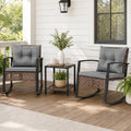3-Piece Rocking Chair Patio Set with Glass Coffee Table
