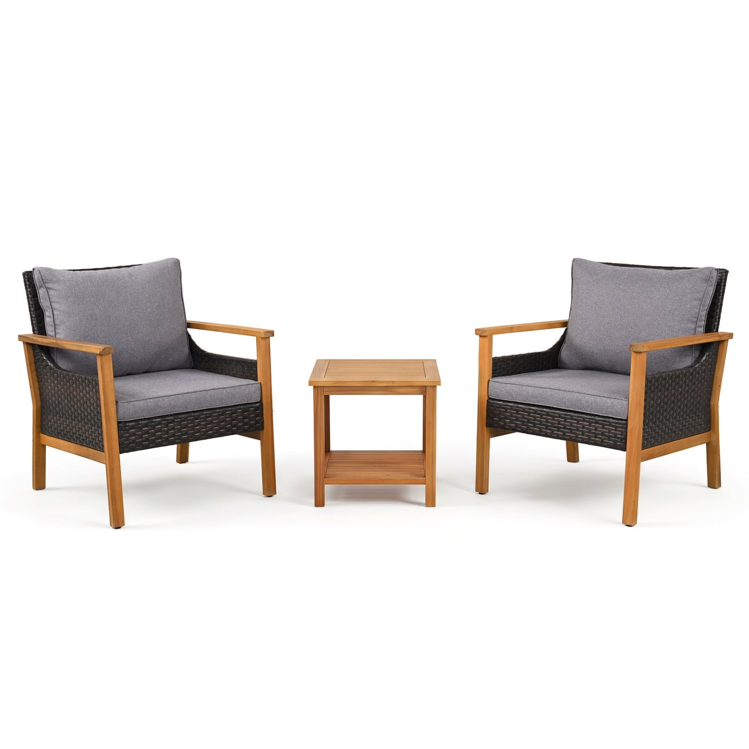 3-Piece Patio Dining Set with Cushions and Side Table