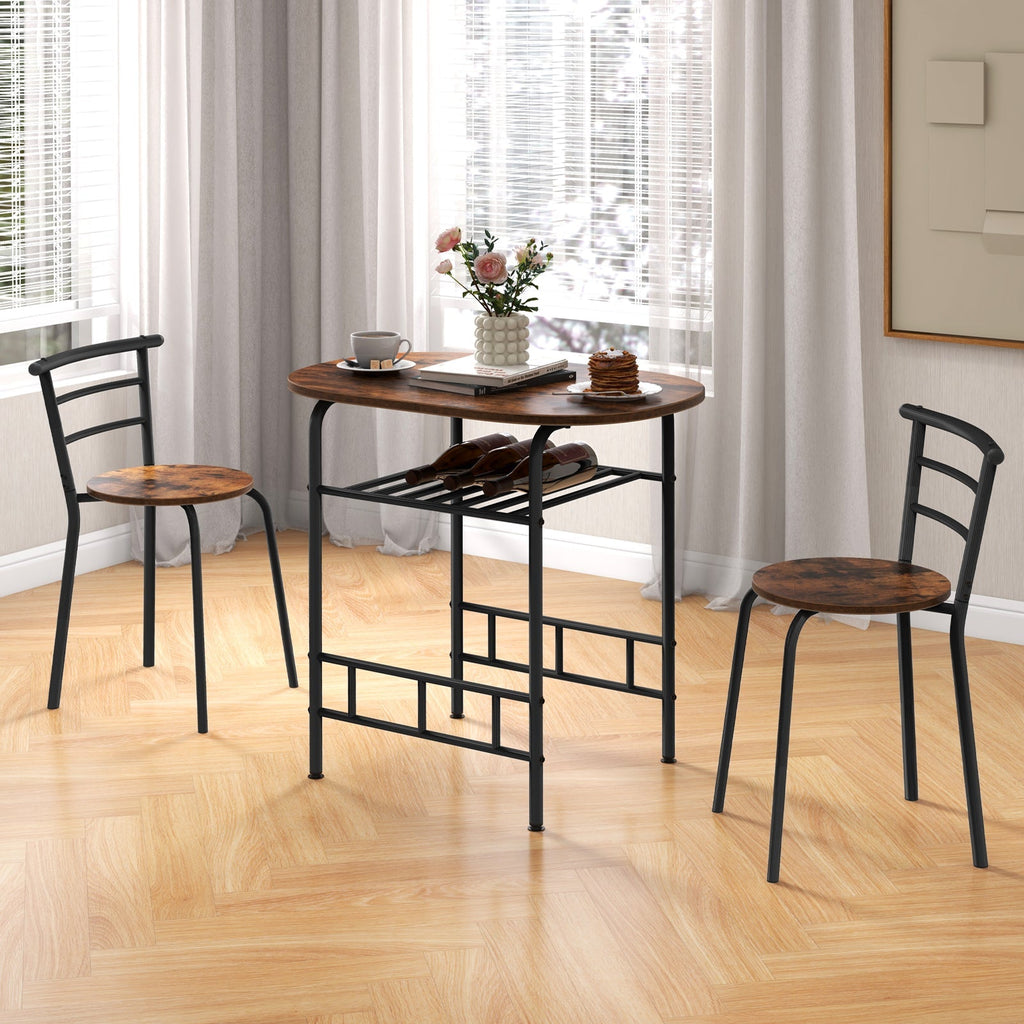 3 pcs Home Kitchen Bistro Pub Dining Table 2 Chairs Set