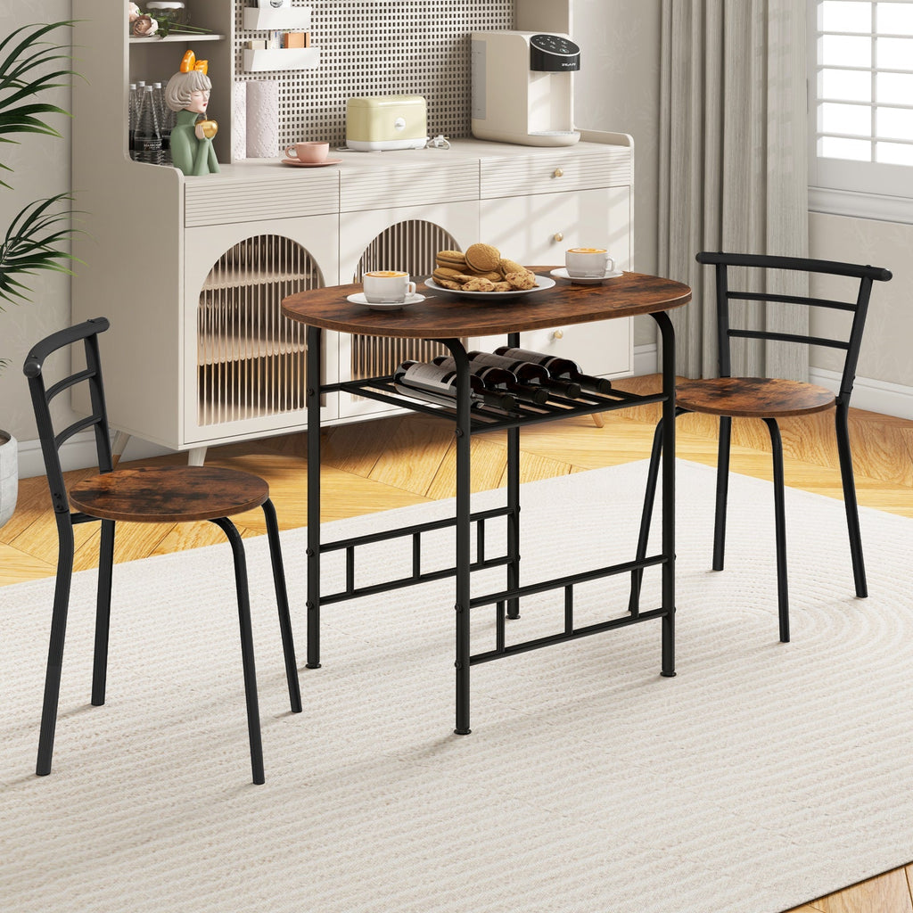 3 pcs Home Kitchen Bistro Pub Dining Table 2 Chairs Set