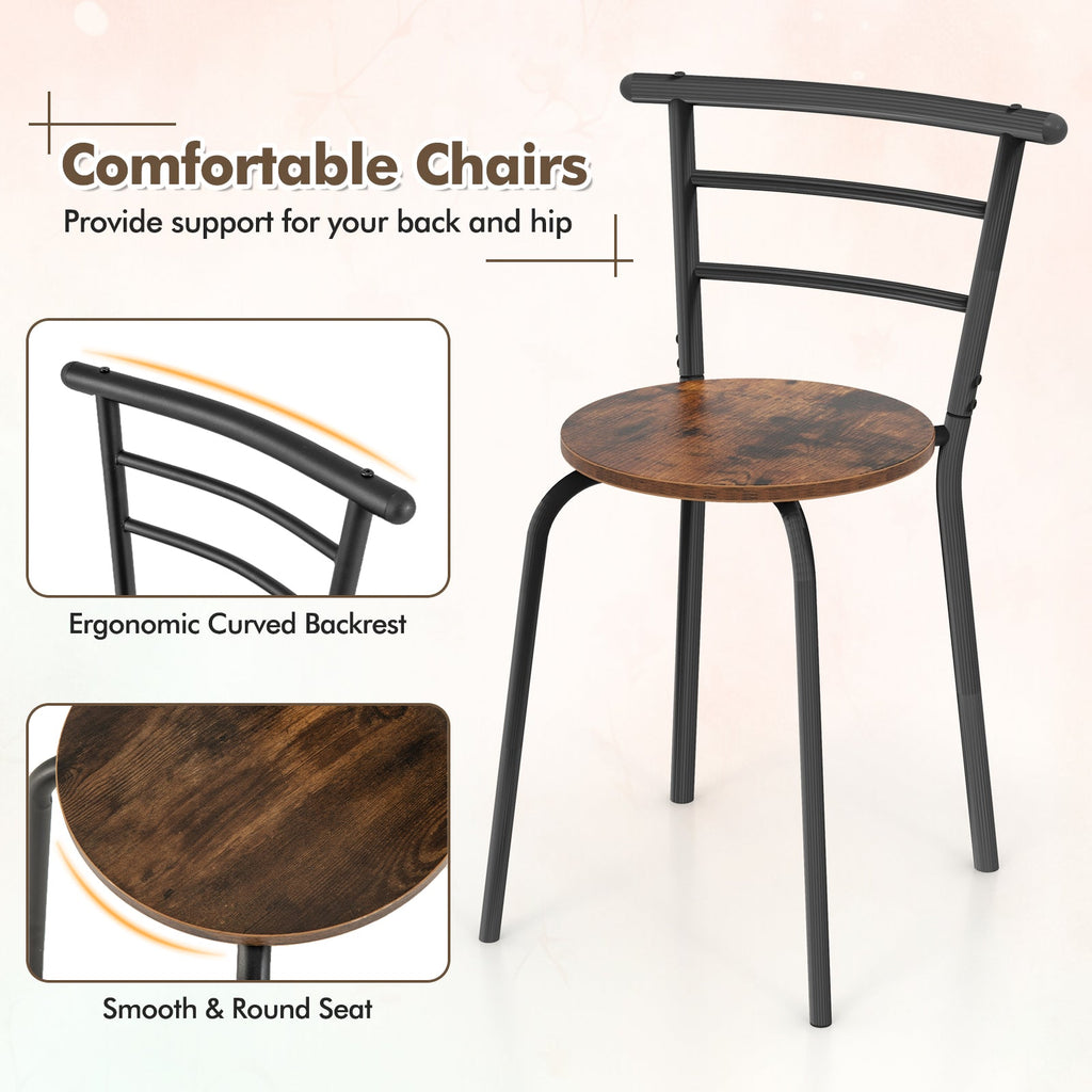 3 pcs Home Kitchen Bistro Pub Dining Table 2 Chairs Set
